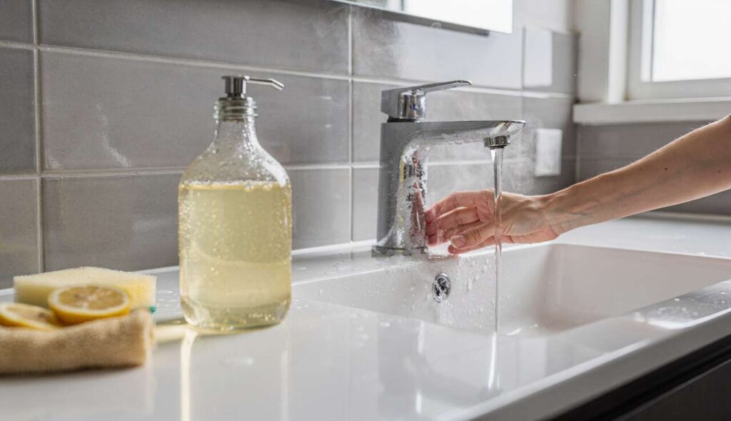 Weder Chlor noch Essig: Dieses Küchenmittel löst Kalk im Bad in Minuten